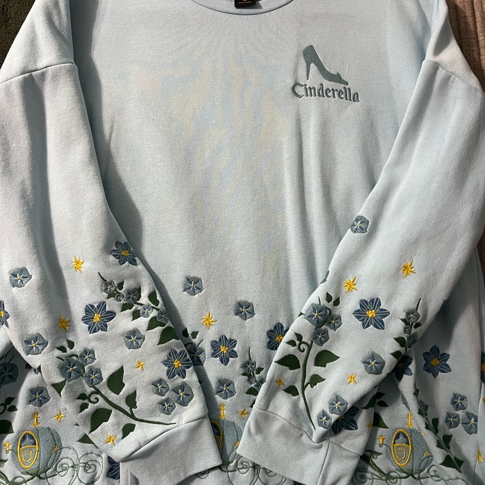 Cinderella Blue Floral Embroidered Sweater